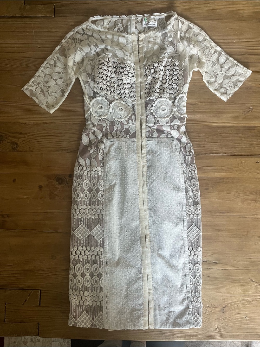 Byron Lars White Lace Midi Dress - Elegant Floral Crochet Detail